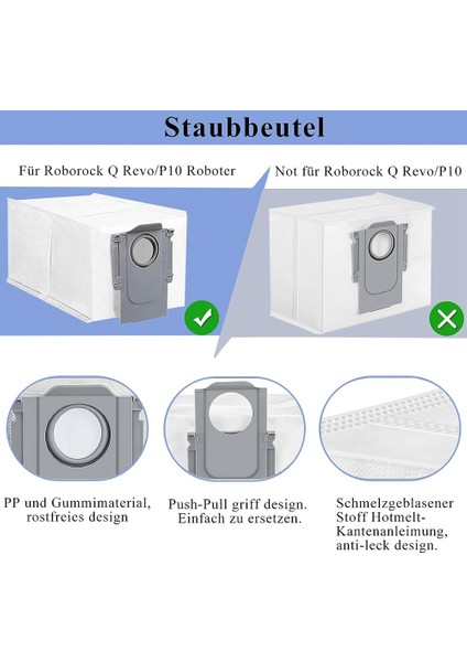 Roborock Q Revo Aksesuarları, Roborock P10 Robot Süpürge Yedek Parça Aksesuar Seti Ana Fırça Toz Torbası (Yurt Dışından)
