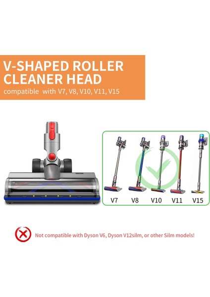 Dyson V7 V8 V10 V11 V15 Için Yedek Vakum Kafası Sert Zemin Aparatı Temizleyici Elektrikli Fırça Kafası ile LED Işık (Yurt Dışından)