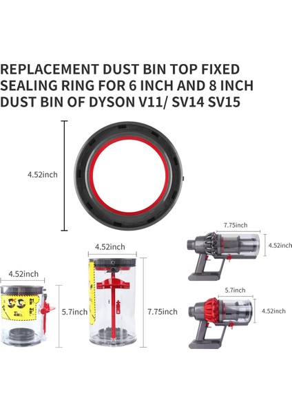 Dyson Vakum V11 V15 SV14 SV15 SV22 Için Toz Kutusu Üst Sabit Sızdırmazlık Halkası, Kir Kabı Yedek Parçalar (Yurt Dışından)