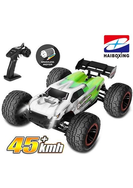 RC 1/16 Destroyer 45+ KM/H Sürat Uzaktan Kumandalı RC Model Araba RTR Elektrikli 4WD Brushless Fırçasız Truggy Truck (Yeşil)