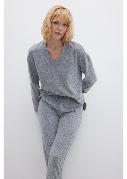 Fall in Love Regular Fit V Yaka Pijama Üstü Y2806AZ23AU
