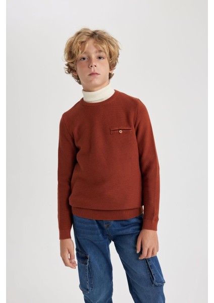 Erkek Çocuk Regular Fit Bisiklet Yaka Kazak W4651A622AU