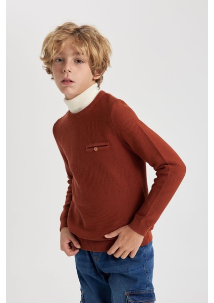 Erkek Çocuk Regular Fit Bisiklet Yaka Kazak W4651A622AU