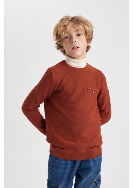 Erkek Çocuk Regular Fit Bisiklet Yaka Kazak W4651A622AU