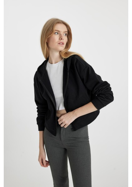 Coool Regular Fit Kapüşonlu Fermuarlı Sweatshirt Y7107AZ23SP