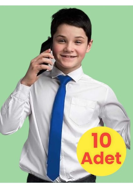 Unisex 5 - 10 Yaş Çocuk Lastikli Kravat 10 Adet