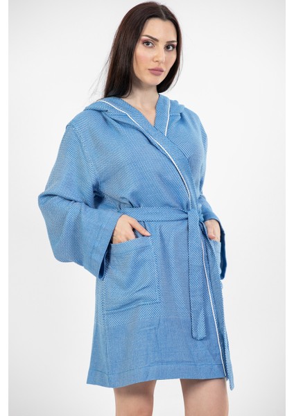 Copenhagen Mavi Comfy Crisscross Kapşonlu Bambu Peştamal Kadın Bornoz L - XL fırsatları