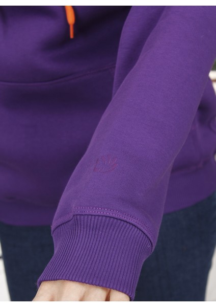 Kapşonlu Mor Sweatshirt