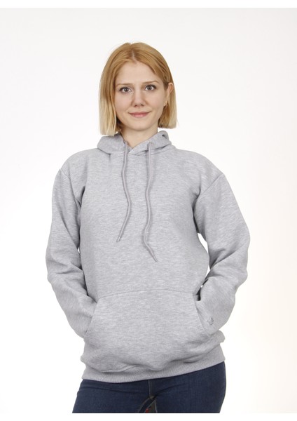 Kapşonlu Gri Sweatshirt