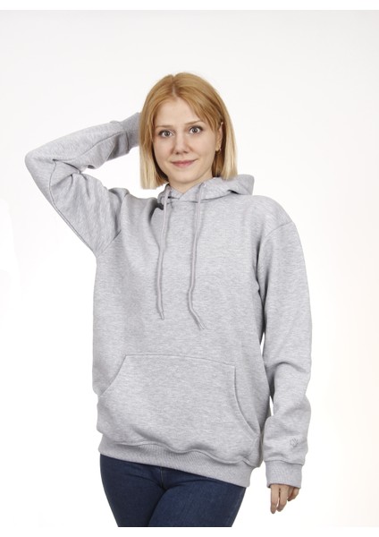 Kapşonlu Gri Sweatshirt