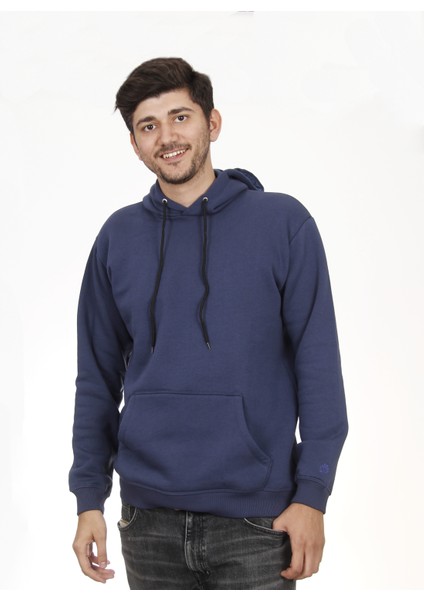 Kapşonlu Indigo Sweatshirt