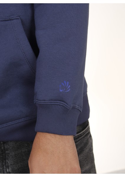 Kapşonlu Indigo Sweatshirt