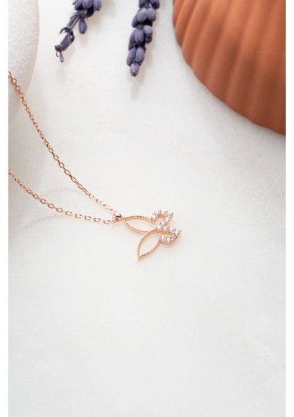 925 Ayar Gümüş Rose Kaplama Zirkon Taşlı Kelebek Kolye fırsatları