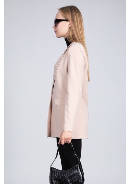 Tek Düğmeli Blazer Ceket - Taş