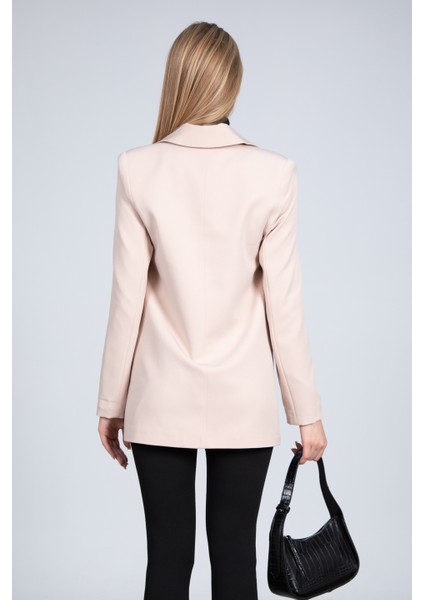 Tek Düğmeli Blazer Ceket - Taş