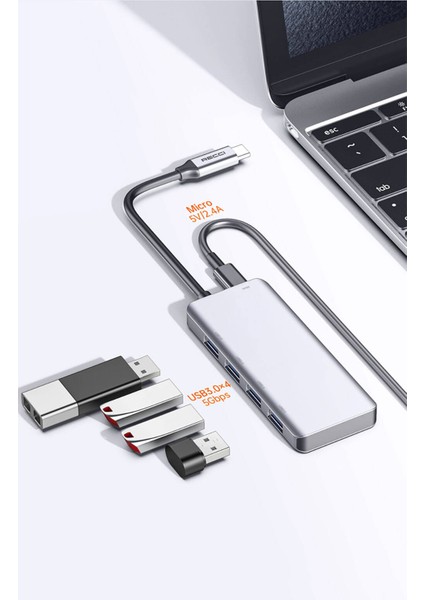 RH06 Type-C To 4 Usb3.0/micro Bağlantı Özellikli 5in1 USB Çoğaltıcı Hub