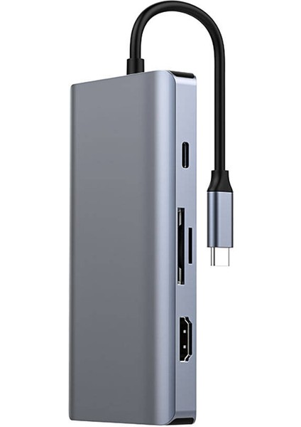 RH09 Type-C To Type-C + Sd/tf + Usb3.0 + Usb2.0 + HDMI + VGA + RJ45 Bağlantılı 9in1 Hub