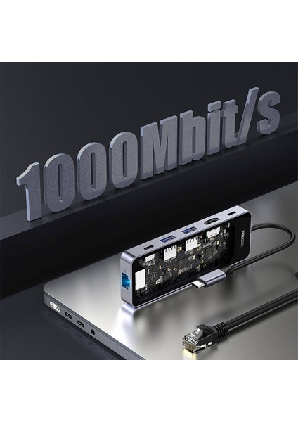 RH17 Type-C To Type-C PD100W/USB3.0/HDMI/TYPE-C/RJ45 Bağlantılı 6in1 Hub