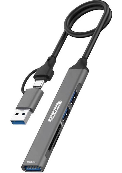 Go Des GD-UC707 Usb3.0 + Usb2.0 + Sd/tf Bağlantılı Type-C Usb-A 5in2 Hub