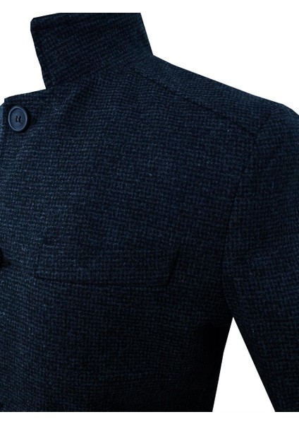 Rahat Kalıp Hakim Yaka Armürlü Yünlü Lacivert Kaban fiyatları