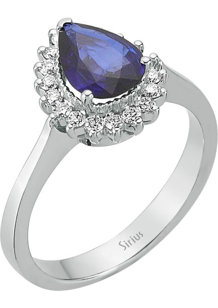 Pırlanta ve Damla Safir Taşlı Anturaj Yüzük 0404R0190