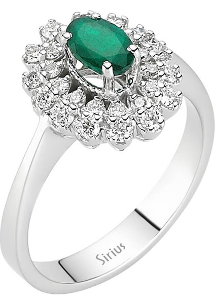 Pırlanta ve Oval Zümrüt Taşlı Anturaj Yüzük 0404R0191