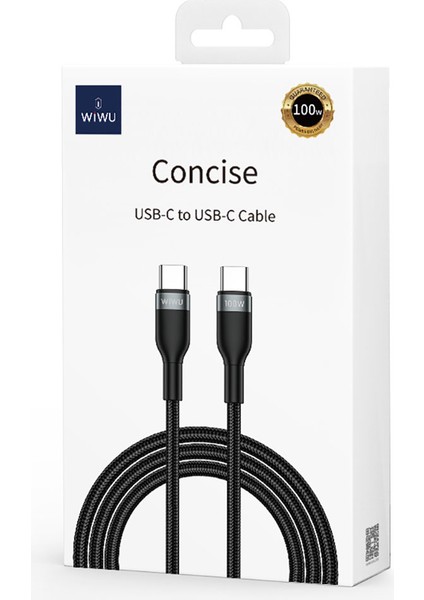 Type-C To Type-C Pd Data Kablo Wiwu Wİ-C017 Concise Serisi 100W 1.2 Metre Siyah