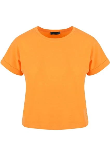 Bisiklet Yaka Basic T-Shirt - Turuncu