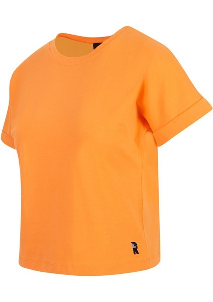 Bisiklet Yaka Basic T-Shirt - Turuncu