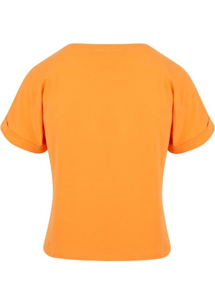 Bisiklet Yaka Basic T-Shirt - Turuncu