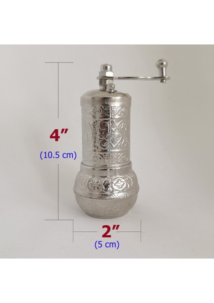 Binbir Trend Zamak Döküm Mini Biber Değirmeni, Baharat Değirmeni Gümüş