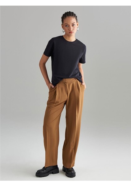 Bol Paça Krep Pantolon - Camel