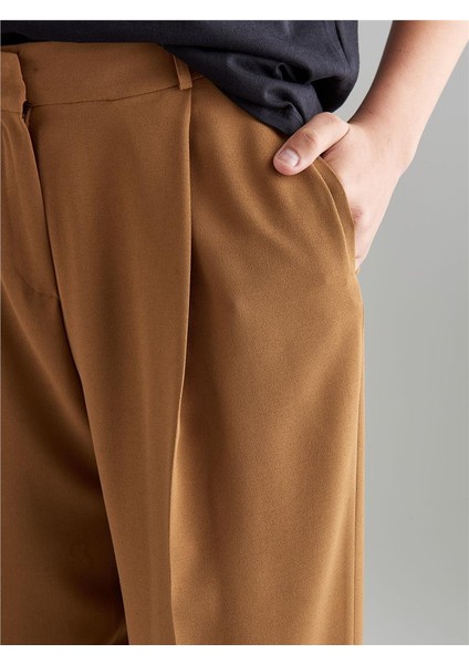Bol Paça Krep Pantolon - Camel