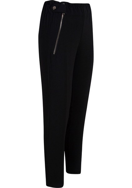 Fermuar Detaylı Krep Pantolon - Siyah fırsatları