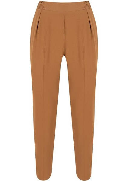 Önü Korsajlı Arkası Lastikli Pantolon - Camel