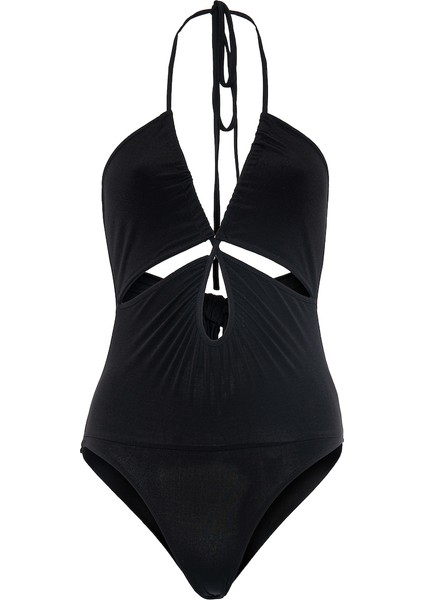Askılı Dekolteli Body - Siyah