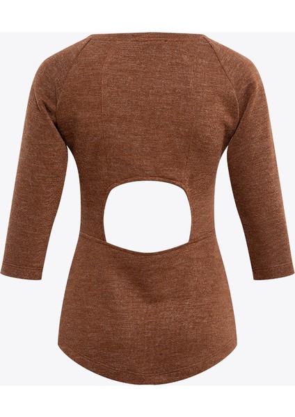 Beli Pencere Detaylı Bluz - Tarçın
