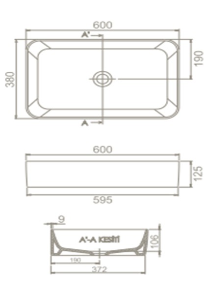 Turkuaz Seramik Hera 60X38 cm Lavabo (Bataryasız)