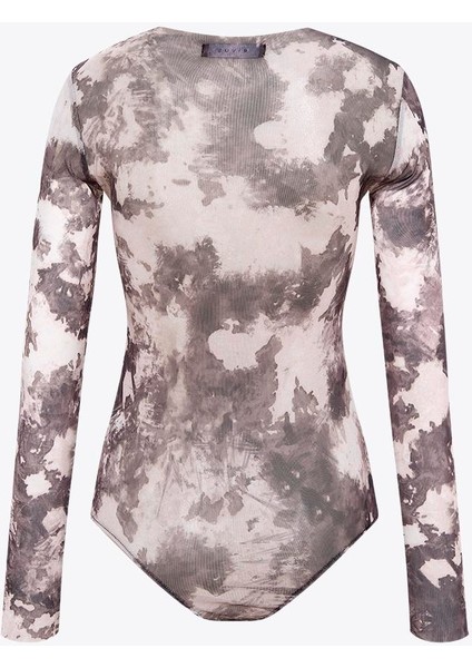 Alttan Çıtçıtlı Dövme Desenli Transparan Tül Bluz Batik modelleri