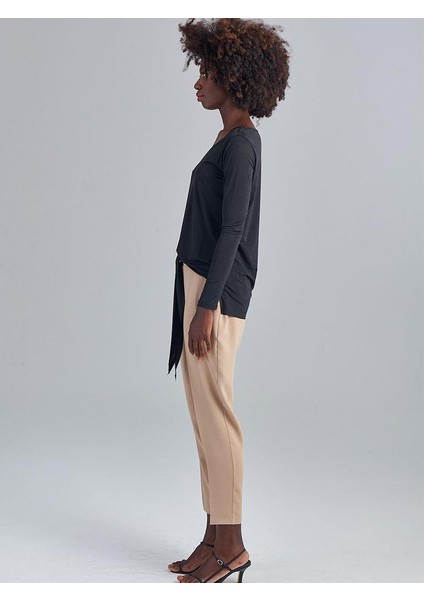 Önü Korsajlı Arkası Lastikli Pantolon - Bej fiyatları