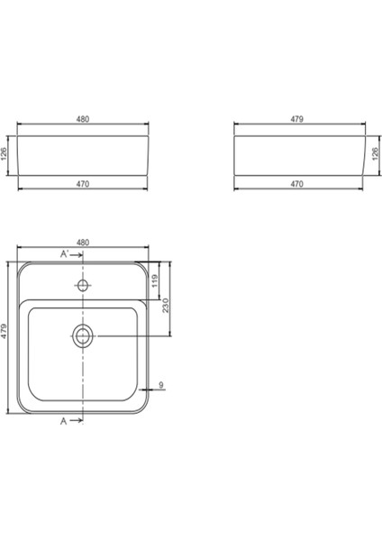 Turkuaz Seramik Hera 48X48 cm Lavabo (Bataryalı)