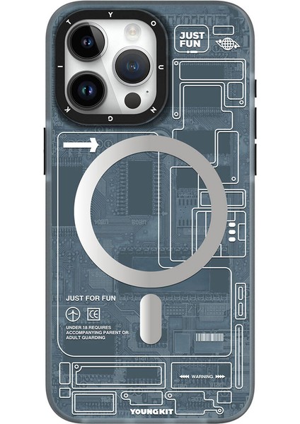iPhone 15 Pro Uyumlu Kılıf Magsafe Şarj Özellikli Youngkit Technology Serisi Kapak Siyah