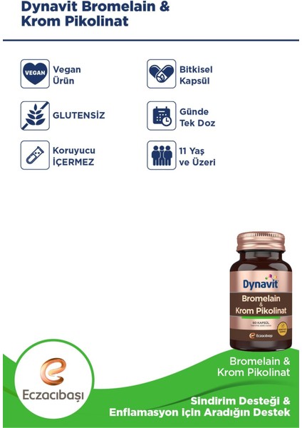 Bromelain Krom Pikolinat 60 Kapsül