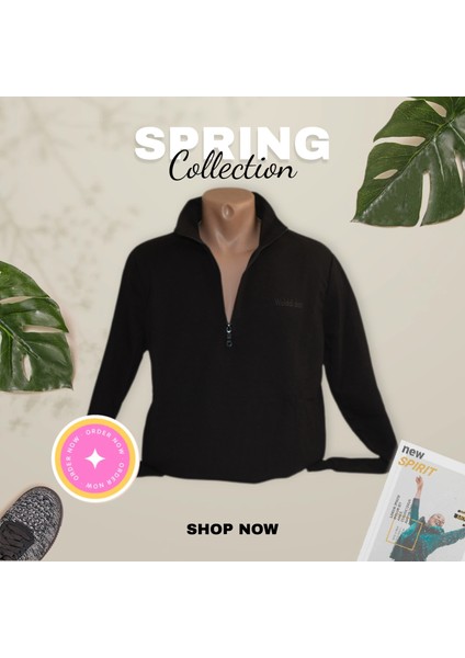 Erkek Boyunlu Fermuarlı Sweatshirt