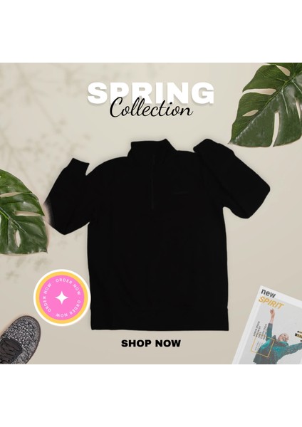Erkek Boyunlu Fermuarlı Sweatshirt