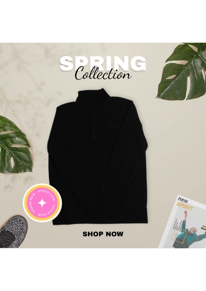 Erkek Boyunlu Fermuarlı Sweatshirt