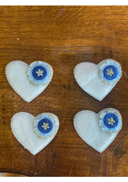 4 Lü Melek Kanatlı Kabartma Kalp Aplike Aarma Yama Dikiş Hobi