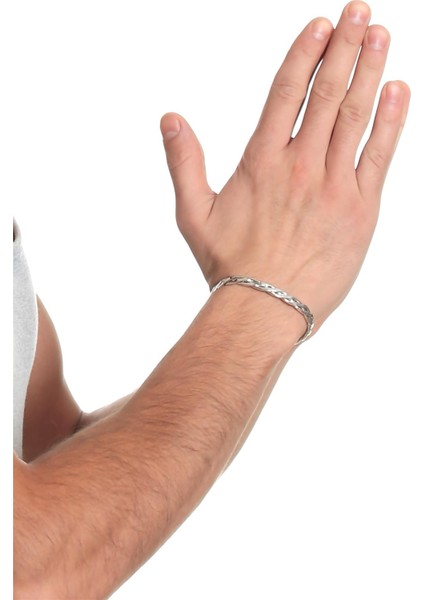 Erkek Gümüş Renk Lak Kaplama Ayarlanabilir Açık Bant Örgü Bileklik modelleri