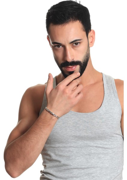 Erkek Gümüş Renk Lak Kaplama Ayarlanabilir Açık Bant Örgü Bileklik fırsatları