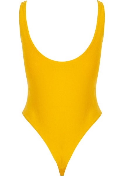 Yüzücü Atlet Kesim Alttan Çıtçıtlı Body - Sarı